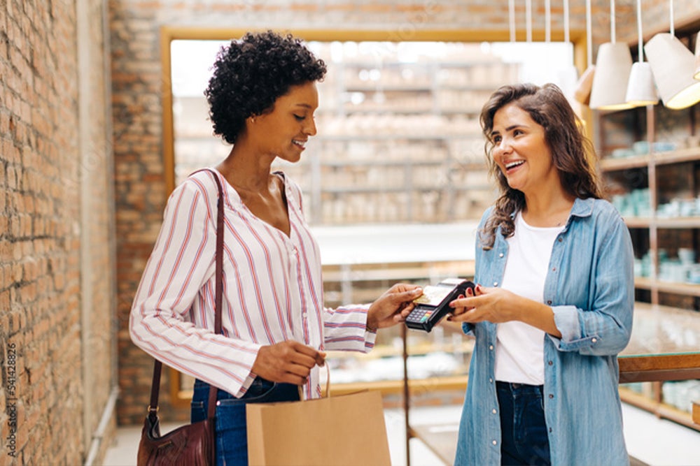 shopper paying with card